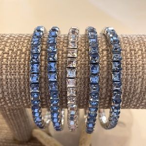 COPY - Swarovski Stretch Tennis Bracelets –5 Lt Sapphire & Crystal…rhodium plat…
